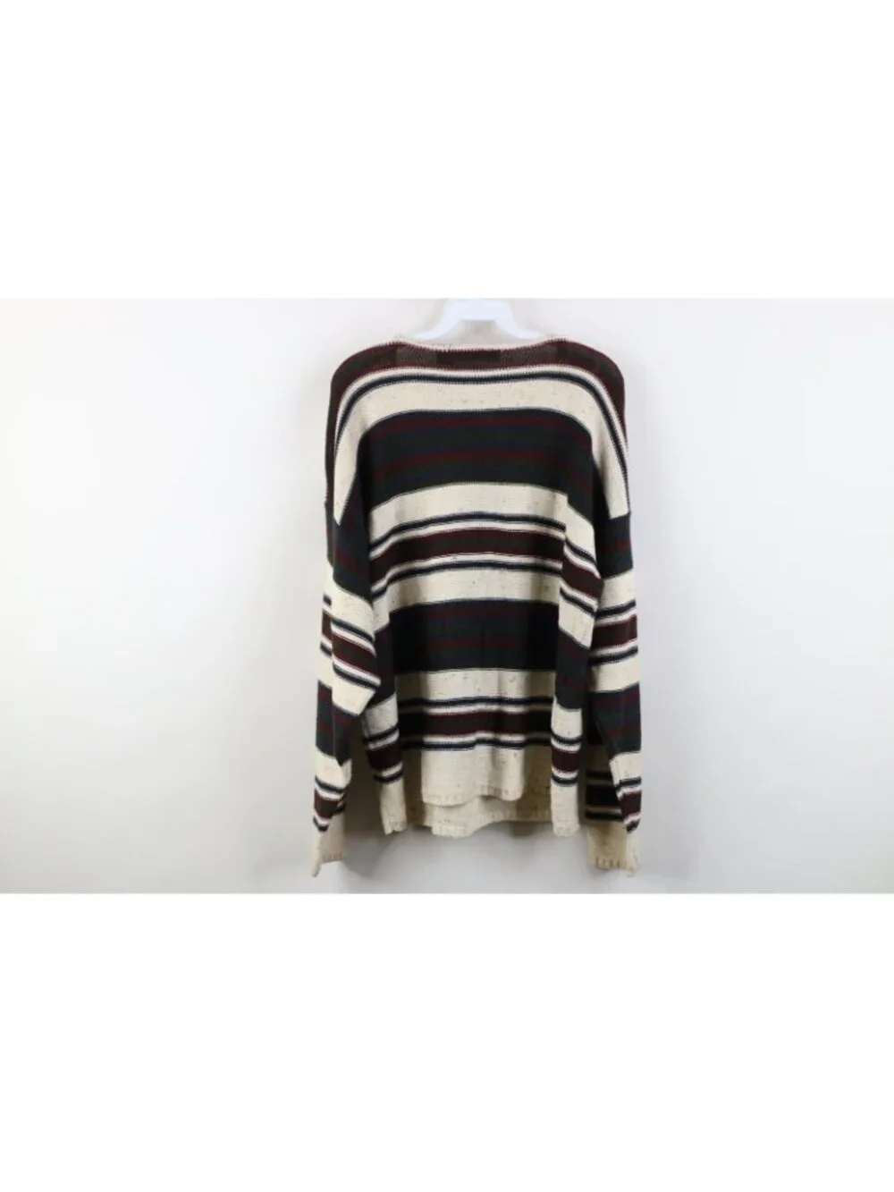 Vintage 90s Streetwear Mens Medium Striped Color Block Knit Henley Sweater USA